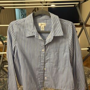 Juniors Blue and White Striped Button Down Shirt